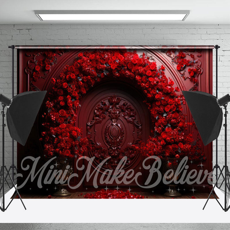 Lofaris Retro Red Rose Carve Designs Valentines Day Backdrop