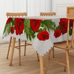 Lofaris Retro Red Roses Rectangle Tablecloth for Restaurant