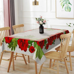 Lofaris Retro Red Roses Rectangle Tablecloth for Restaurant