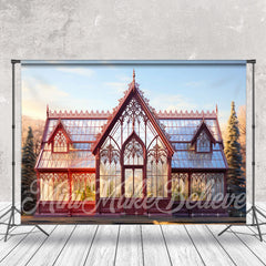 Lofaris Retro Red Spire Glass House Architecture Backdrop