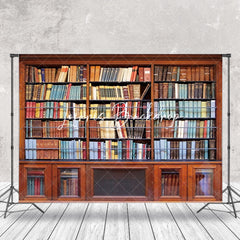 Lofaris Retro Red Wooden Bookcase Books Backdrop For Photo