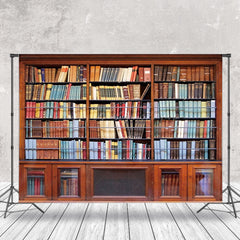 Lofaris Retro Red Wooden Bookcase Books Backdrop For Photo