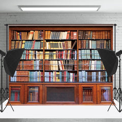 Lofaris Retro Red Wooden Bookcase Books Backdrop For Photo