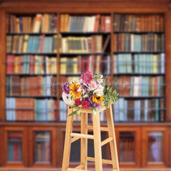 Lofaris Retro Red Wooden Bookcase Books Backdrop For Photo