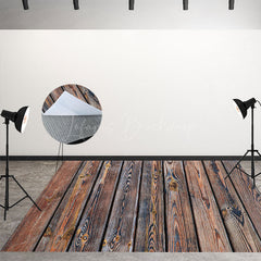 Lofaris Retro Reddish Brown Wood Texture Floor Backdrop