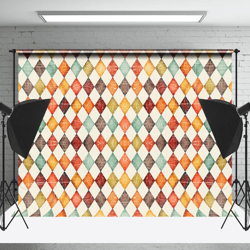 Lofaris Retro Rhombus Lattice Pattern Cake Smash Backdrop