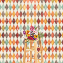 Lofaris Retro Rhombus Lattice Pattern Cake Smash Backdrop