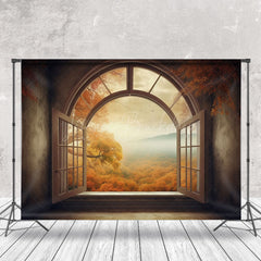 Lofaris Retro Room Autumn Natural Forest Window Backdrop