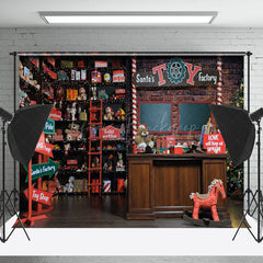 Lofaris Retro Santa Toy Factory Christmas Photo Backdrop