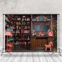 Lofaris Retro Santa Toy Factory Christmas Photo Backdrop