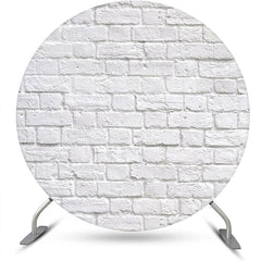 Lofaris Retro Scratched White Brick Round Birthday Backdrop