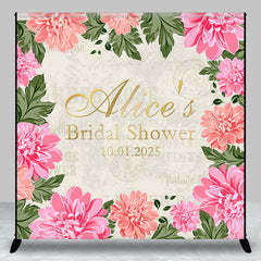 Lofaris Retro Stamp Pink Flowers Custom Bridal Shower Backdrop