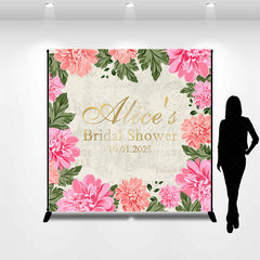 Lofaris Retro Stamp Pink Flowers Custom Bridal Shower Backdrop