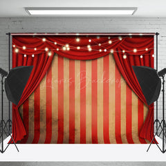 Lofaris Retro Stripe Red Curtain Light Backdrop For Photo