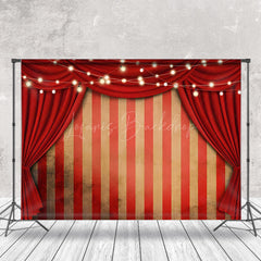 Lofaris Retro Stripe Red Curtain Light Backdrop For Photo