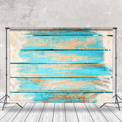 Lofaris Retro Teal Brown Sandy Wooden Photography Backdrop