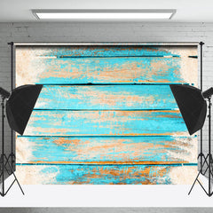 Lofaris Retro Teal Brown Sandy Wooden Photography Backdrop