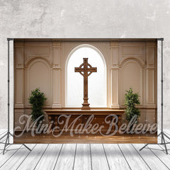 Lofaris Retro Wall Easter Cross Church Interior Backdrop