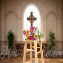 Lofaris Retro Wall Easter Cross Church Interior Backdrop