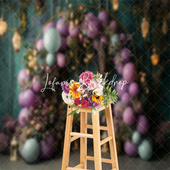 Lofaris Retro Wall Purple Balloons Light Wedding Backdrop