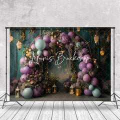 Lofaris Retro Wall Purple Balloons Light Wedding Backdrop