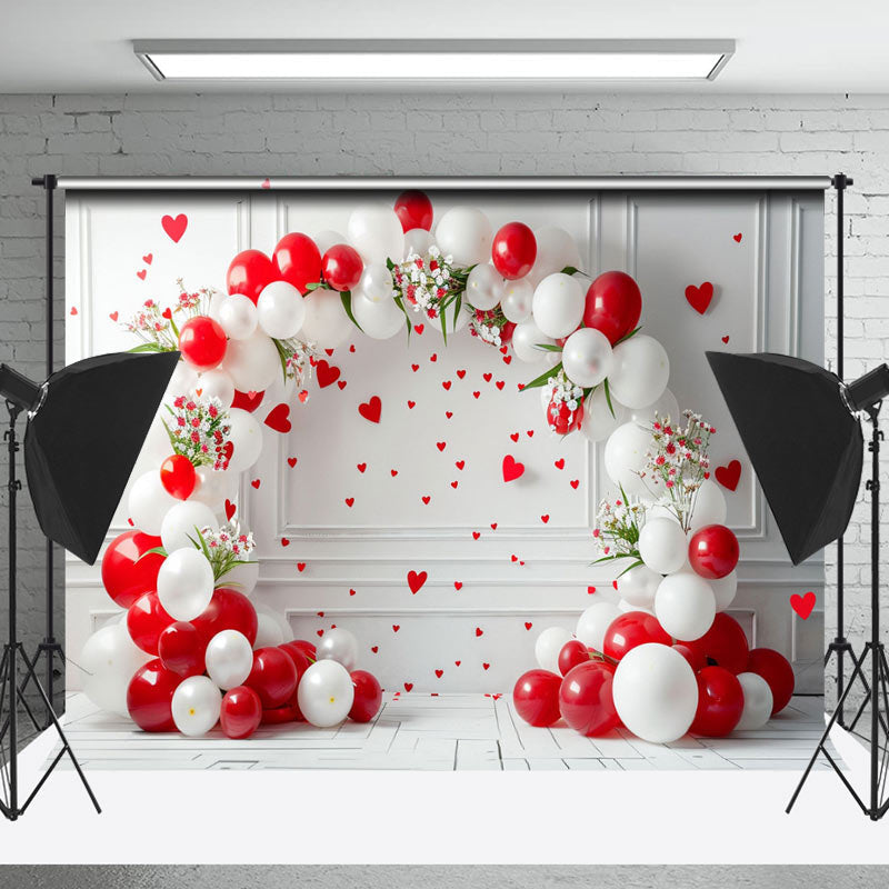 Lofaris Retro Wall Red White Balloons Cake Smash Backdrop