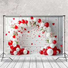 Lofaris Retro Wall Red White Balloons Cake Smash Backdrop