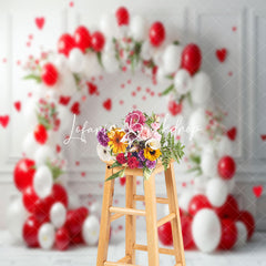 Lofaris Retro Wall Red White Balloons Cake Smash Backdrop