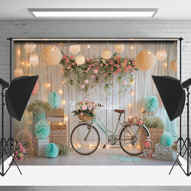 Lofaris Retro Wall Spring Floral Bike Cake Smash Backdrop