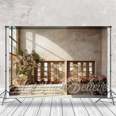 Lofaris Retro Wall Stair Floral Window Sunshine Backdrop