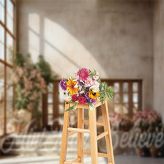 Lofaris Retro Wall Stair Floral Window Sunshine Backdrop