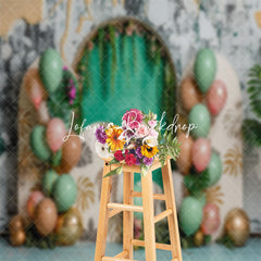 Lofaris Retro Wall Tribal Leopard Plants Cake Smash Backdrop