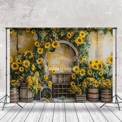 Lofaris Retro Wall Yellow Floral Barrel Cake Smash Backdrop