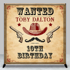 Lofaris Retro Wanted Cowboy Custom 10th Birthday Backdrop