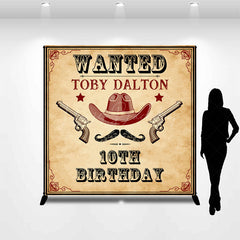 Lofaris Retro Wanted Cowboy Custom 10th Birthday Backdrop