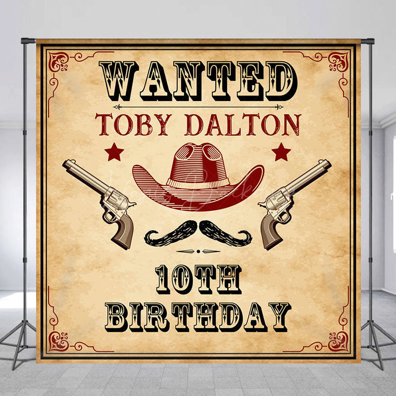 Lofaris Retro Wanted Cowboy Custom 10th Birthday Backdrop