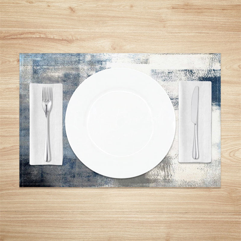 Lofaris Retro White Blue Abstract Dining Set Of 4 Placemats