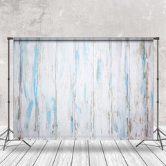 Lofaris Retro White Blue Brown Vertical Stripe Wood Backdrop