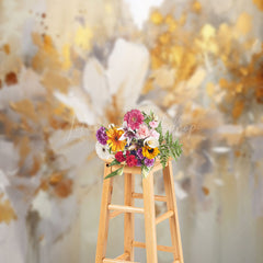 Lofaris Retro White Gold Oil Painting Floral Photo Backdrop