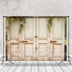 Lofaris Retro White Old Rusty Wood Door Photography Backdrop