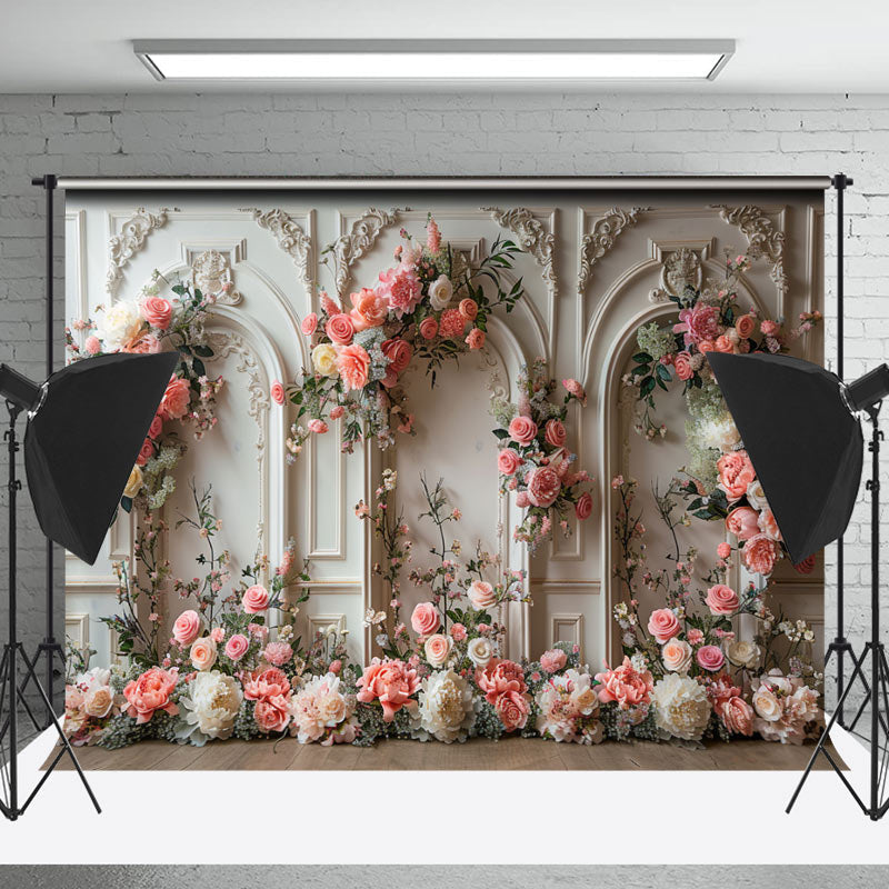 Lofaris Retro White Wall Spring Floral Photography Backdrop