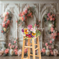 Lofaris Retro White Wall Spring Floral Photography Backdrop