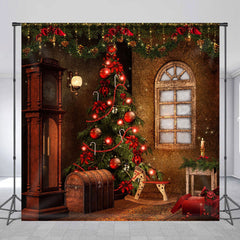 Lofaris Retro Window Christmas Tree Photo Shoot Backdrop