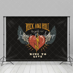 Lofaris Retro Wing Heart Rock And Roll Ride To Live Backdrop