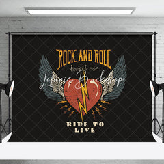 Lofaris Retro Wing Heart Rock And Roll Ride To Live Backdrop