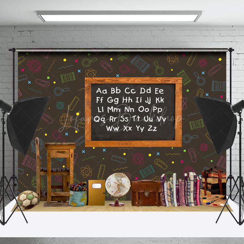 Lofaris Retro Wood Blackboard Alphabet Cake Smash Backdrop