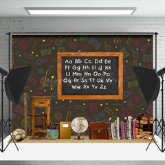 Lofaris Retro Wood Blackboard Alphabet Cake Smash Backdrop