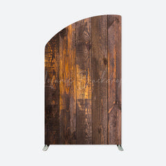 Lofaris Retro Wood Grain Party Convex Oblique Arch Backdrop