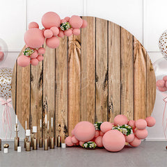 Lofaris Retro Wooden Board Plank Circle Birthday Backdrop