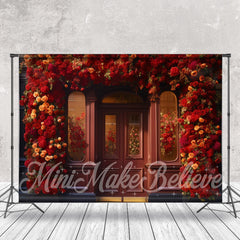 Lofaris Retro Wooden Door Colorful Roses Floral Backdrop